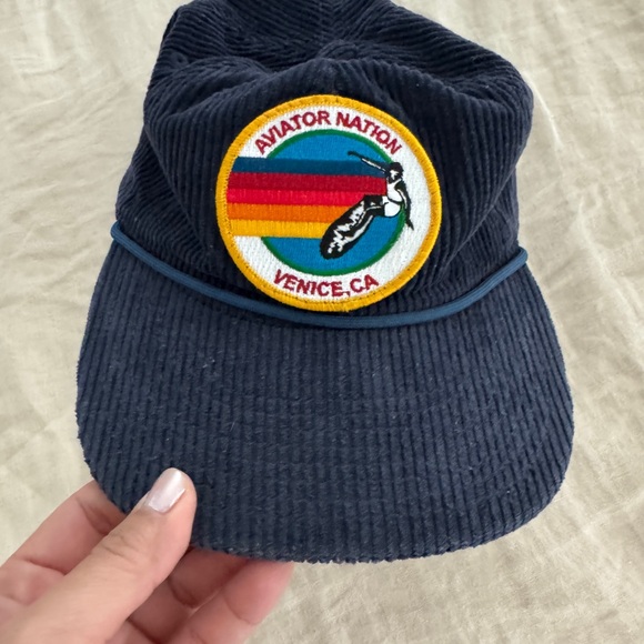 Aviator Nation Navy Corduroy Snap Back Adjustable Hat - Picture 2 of 8